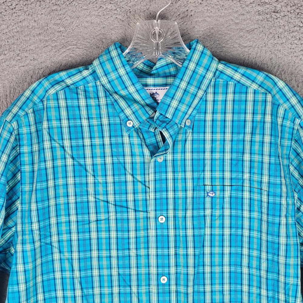 Southern Tide Shirt Mens M Blue Plaid Intercoastal Long Sleeve Button Down